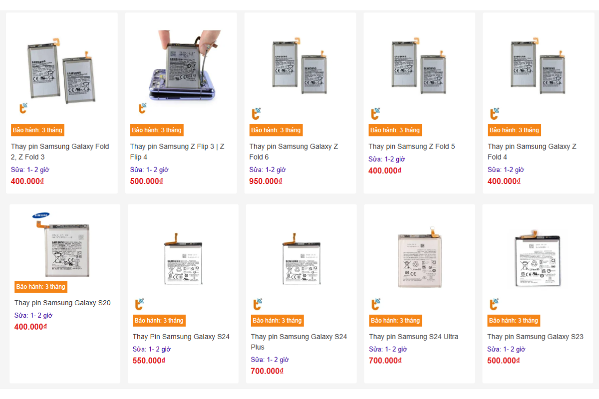 Giá thay pin Samsung tại Thành Trung Mobile